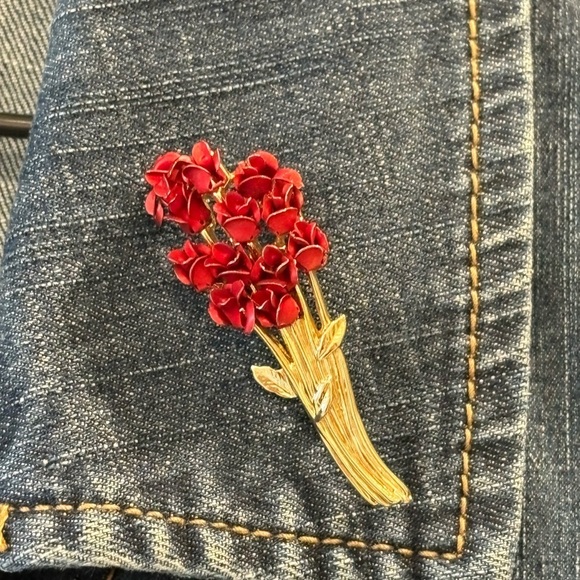 Vintage Avon David Mons 1997 Roses Bouquet Brooch Pin - Picture 7 of 14